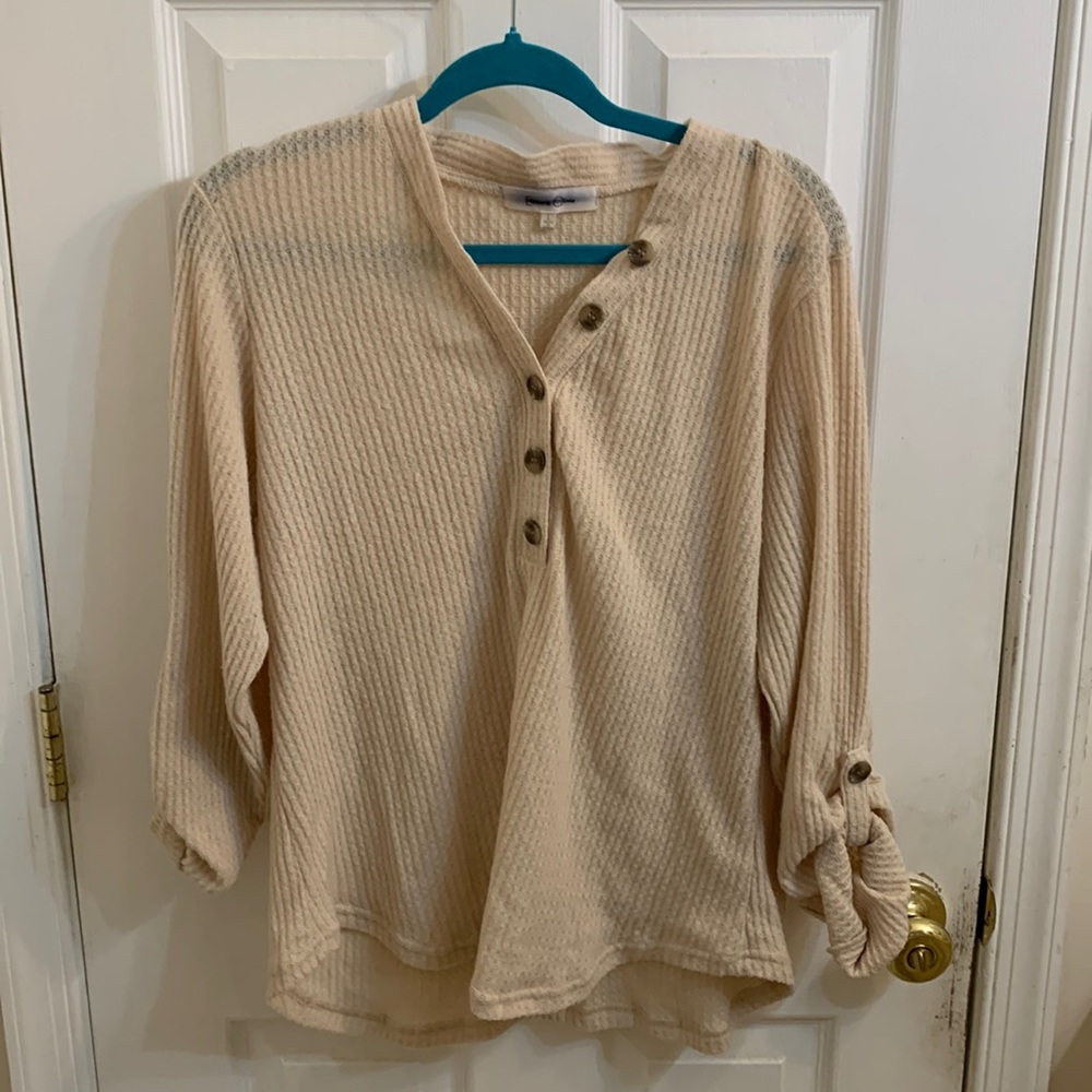 Long Sleeve Cream Henley
